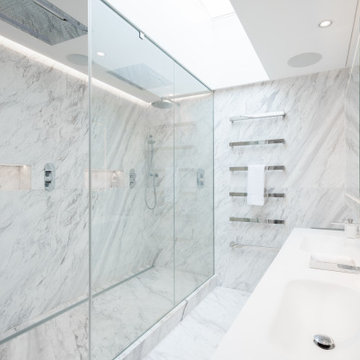 Dreamy Marble Enclosed Shower, with Stunning Skylight!  (Bathroom, Cranbrook Hou
