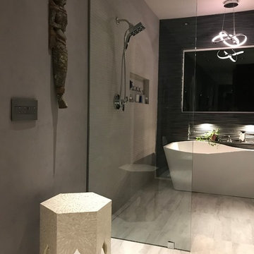 Curbless Shower and free standing tub