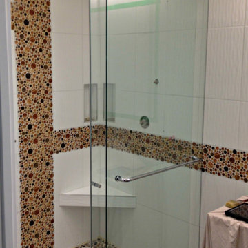 Curbless Shower with Frameless Glass Sliding Door, Vancouver Shower Glass