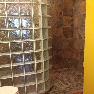 Curved prefabricated glass block shower wall Dayton Ohio