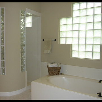 Curved Shower Wall with Glass Blocks