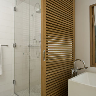 Transitional freestanding bathtub photo in San Francisco