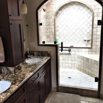 Custom Arched Natural Stone Master Bathroom Remodel - Seattle WA