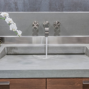 Custom Concrete Powder Room Vanity Top with Integrated Sink