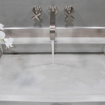 Custom Concrete Powder Room Vanity Top with Integrated Sink