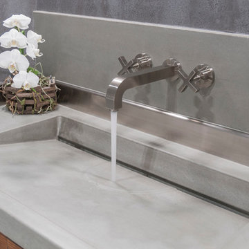 Custom Concrete Powder Room Vanity Top with Integrated Sink