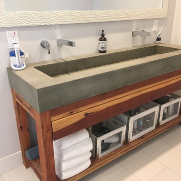 Custom Concrete Sinks and Wood Vanity