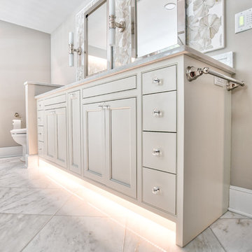 Custom Double Vanity with Under Cabinet Lighting