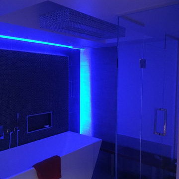 Custom glass shower w/LED lights