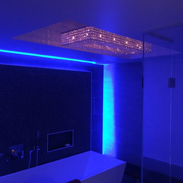 Custom glass shower w/LED lights
