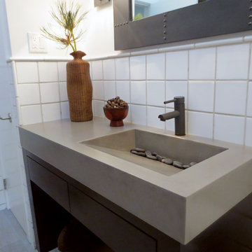 Custom Gray Concrete Ramp Bathroom Vanity Sink