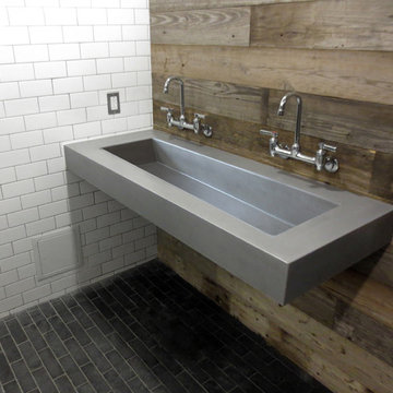 Custom Long Gray Floating Concrete Bathroom Sink