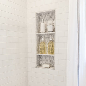 Custom Marble/Mosaic Shower Niche in Walk-In Shower