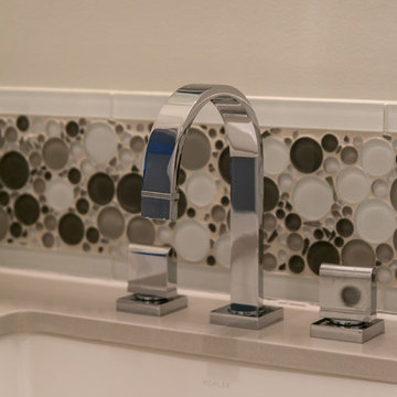 Custom Mosaic Tile Backsplash Detail in Bathroom