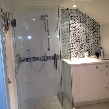 Custom neo-angle frameless showers, Greater Vancouver