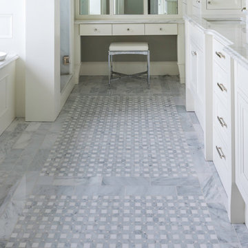 Custom patterned marble tile flooring