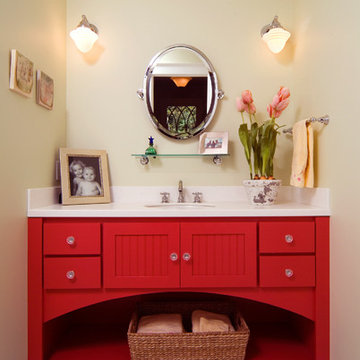 Custom Red Bathroom Cabinet