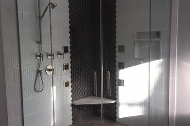 Corner shower - master corner shower idea in Chicago