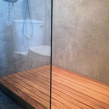 custom teak shower platform