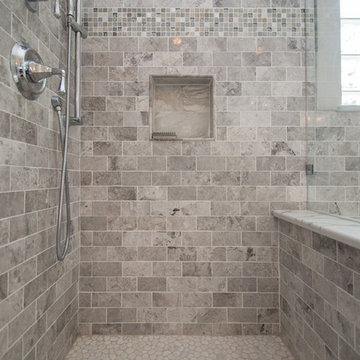 Custom Tile Shower, Niche, Shelf, Master Bath