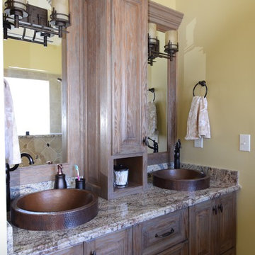 Custom two-process vanity, cabinets and mirrors