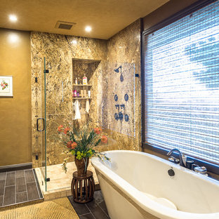 75+ Bäder mit farbigen Fliesen und brauner Wandfarbe Ideen & Bilder