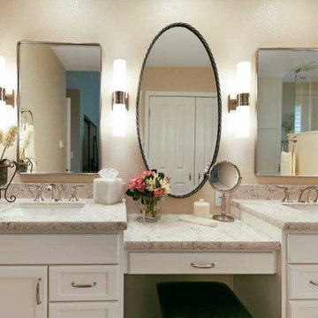 Danville Transitional Primary Bath Custom Vanity with Make Up Area