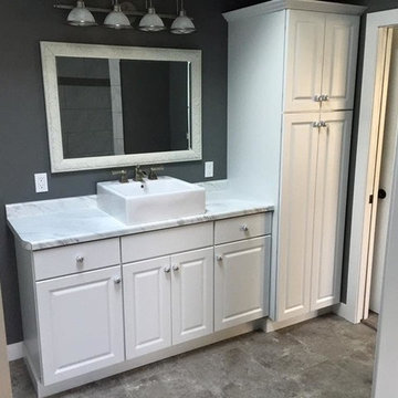 Dark Gray and White Bathroom