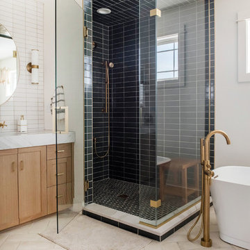 Dark Grey Shower Tile for Contemporary Master Bath
