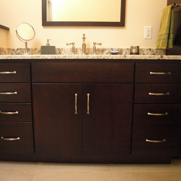 Dark Wood, Flat Paneled Cabinets