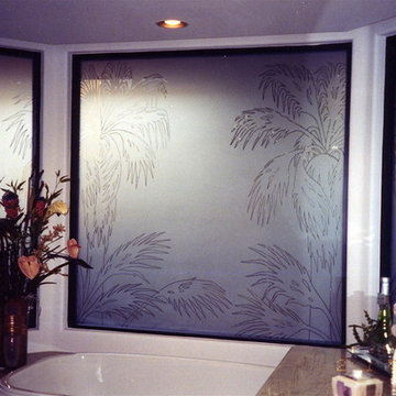 DATE PALM PINSTRIPE Bathroom Windows - Frosted Glass Designs Privacy Glass