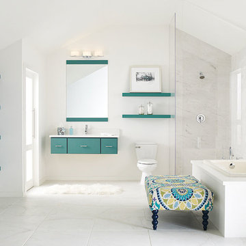 Decorá Cabinets: Contemporary Bathroom with Blue Vanity
