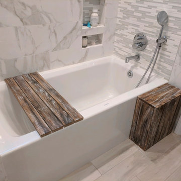 Decorative Painting Wood Bathtub Caddy/Tray & Crate Side Table -Concord MA