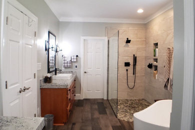 Example of a transitional bathroom design in Raleigh