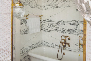 Designer Retro-chic Brass & Marble Bathroom