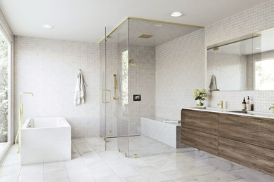オースティンにあるラグジュアリーなコンテンポラリースタイルのおしゃれな浴室の写真