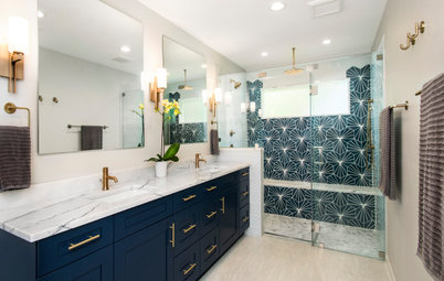 Bathroom of the Week: Bold Blue Tile and a Walk-In Shower