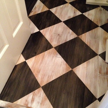 Distressed checkerboard floor