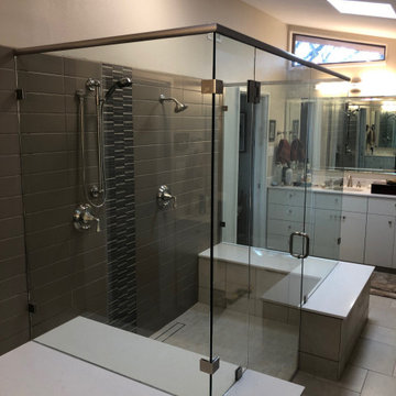 Double 90 Degree Glass Shower Enclosure with Deluxe Header
