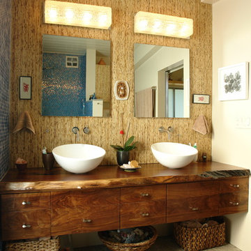 Double Vanity in Walnut with live edge