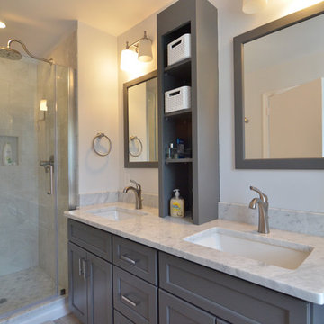 Double Vanity with Single Hole Faucet