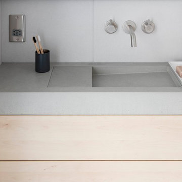 Concrete Basin and Wooden Vanity