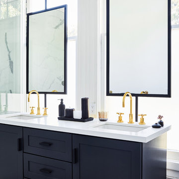 Duboce Triangle Flat - Master Bathroom custom vanity + custom mirrors