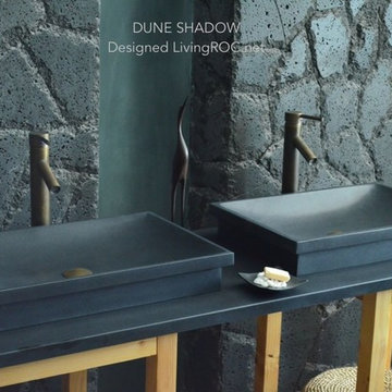 DUNE SHADOW 23"x16" BLACK GRANITE BATHROOM VESSEL SINK