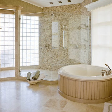 Durango Cream Travertine Tile Bathroom