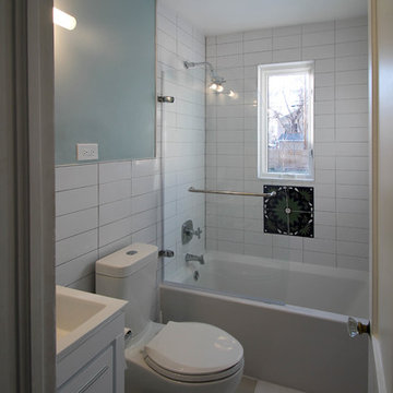 East Denver Minimalist White Bathroom & Kitchen Renovation