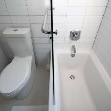 East Denver Minimalist White Bathroom & Kitchen Renovation