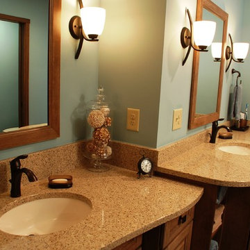 Easy Care Walk-In Shower with His and Her Vanity Area