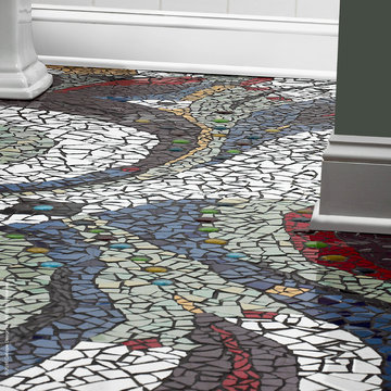 Eclectic Bathroom Mosaic Floor Design