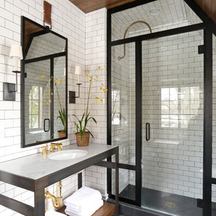 Bathroom - transitional subway tile bathroom idea in Chicago